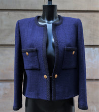 Load image into Gallery viewer, Chanel Navy Tweed Jacket