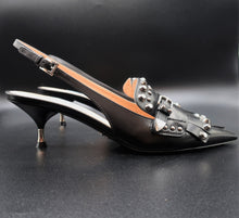 Charger l'image dans la galerie, Prada Black Studded Kiltie Slingback Shoes