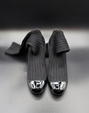 Cargar imagen en el visor de la galería, Chanel Black Patent Leather Sock Boots