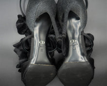 Charger l'image dans la galerie, Christian Dior Black Lace & Satin Ruffled Shoes