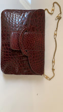 Load image into Gallery viewer, Vintage burgundy crocodile Lancel pouch
