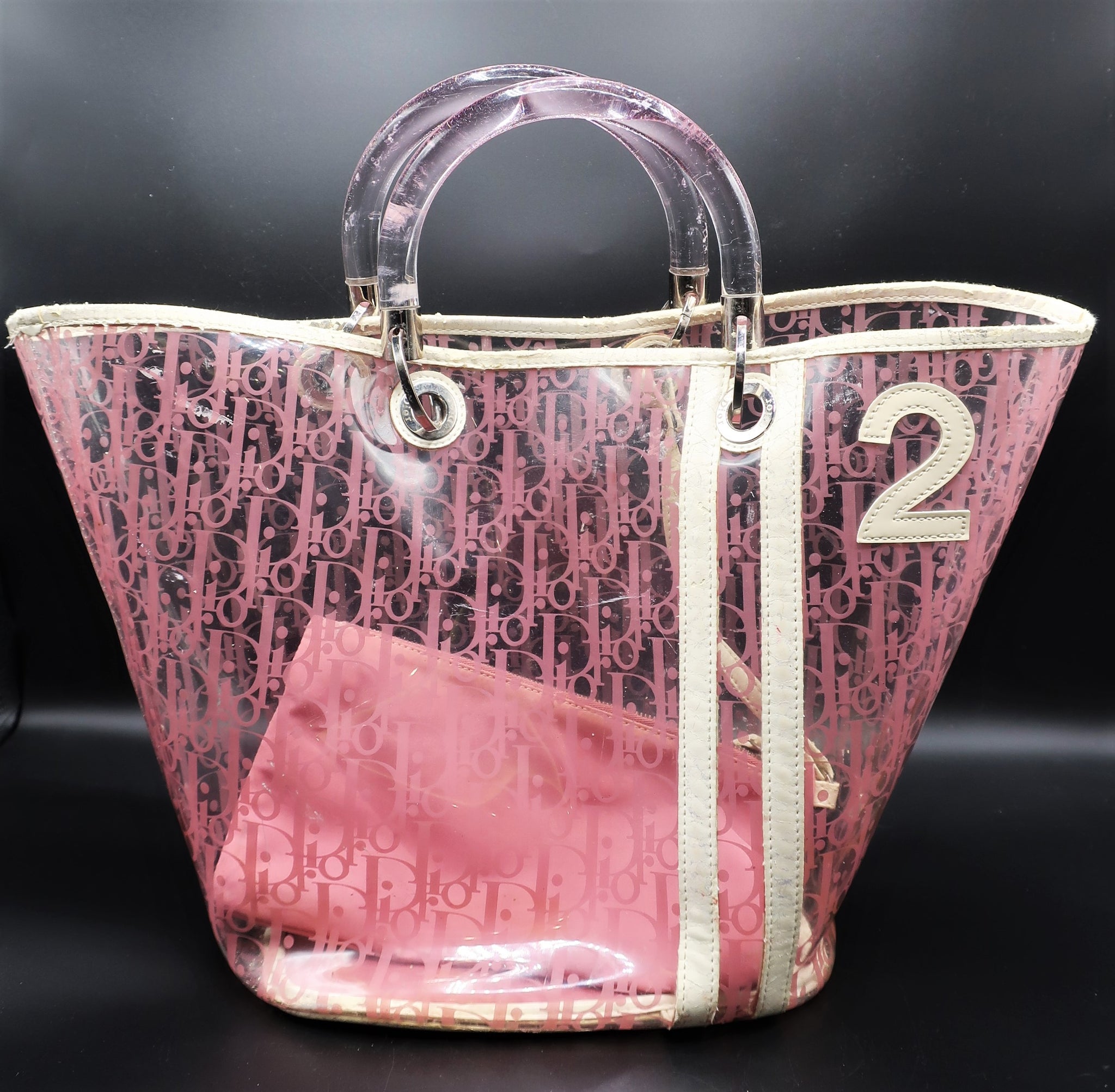 CHRISTIAN DIOR Tote Bag in Transparent Pink Monogram PVC at 1stDibs