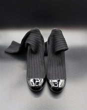 Cargar imagen en el visor de la galería, Chanel Black Patent Leather Sock Boots
