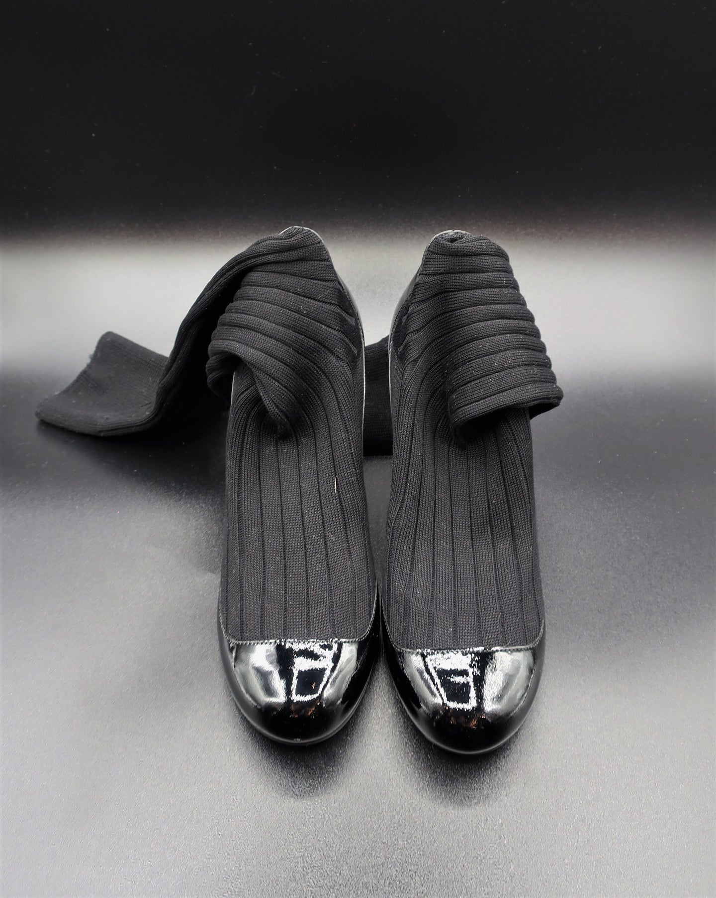 Chanel Black Patent Leather Sock Boots – hk-vintage
