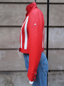 Courrèges Red Leather Biker Jacket