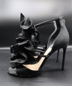 Christian Dior Black Lace & Satin Ruffled Shoes