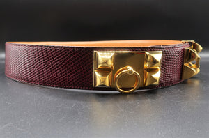 Hermès Burgundy Lizard Medor Belt