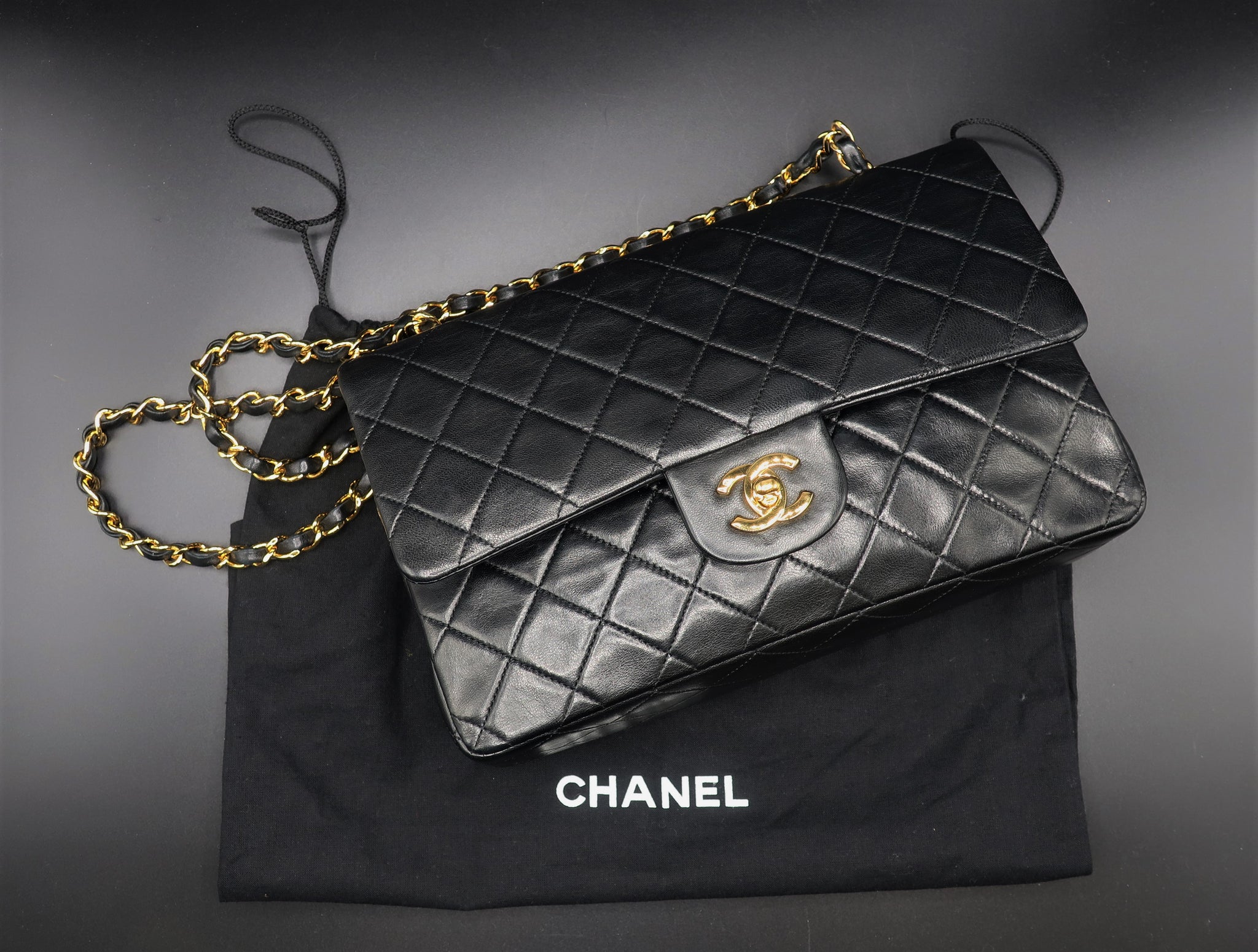 Vintage 90s Chanel Classic Diana Black Quilted Small Flap Bag with Box   Harrington  Co