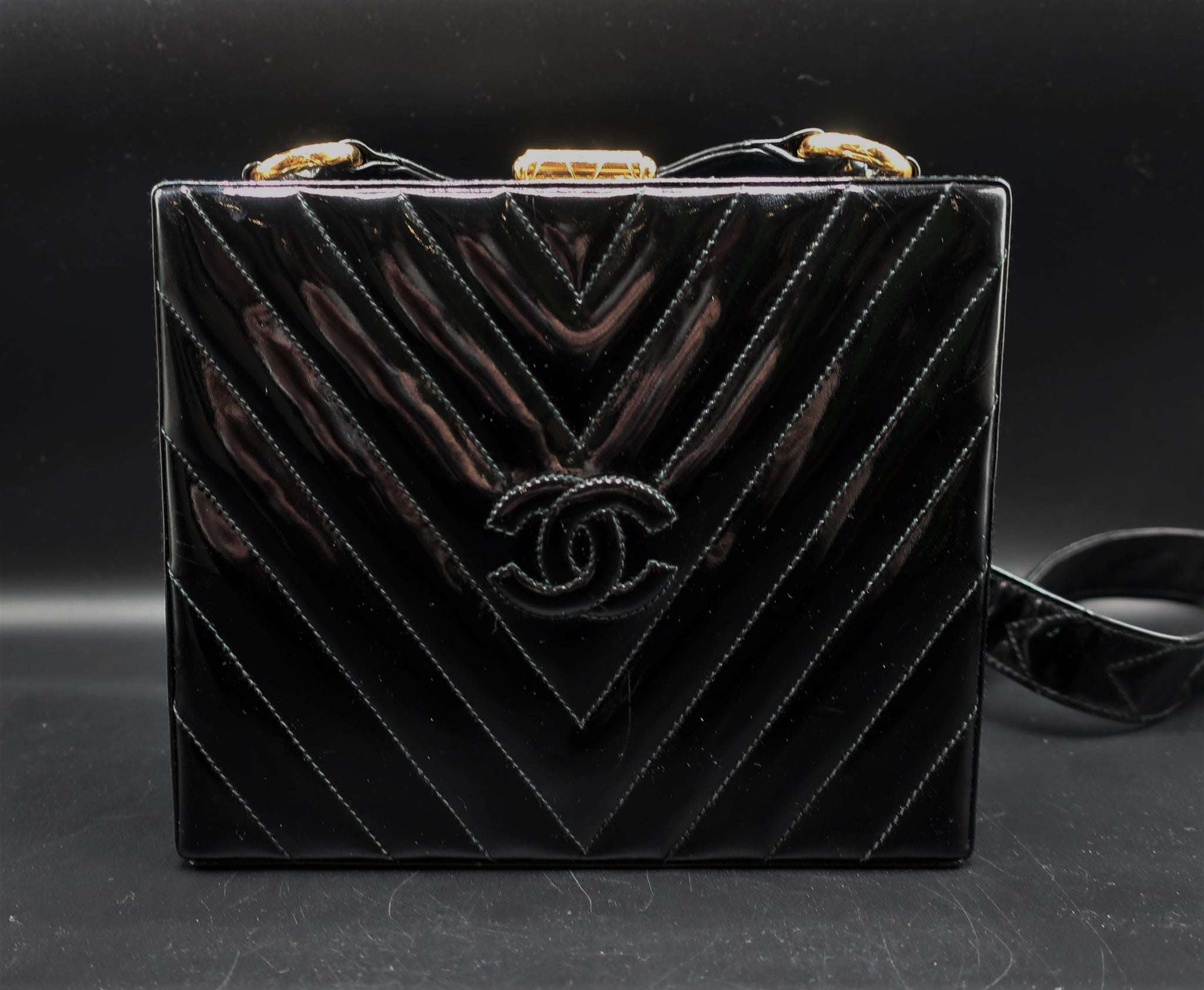 vintage black chanel purse box