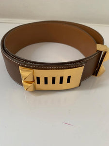 Vintage  Médor Hermès belt with gold hardware