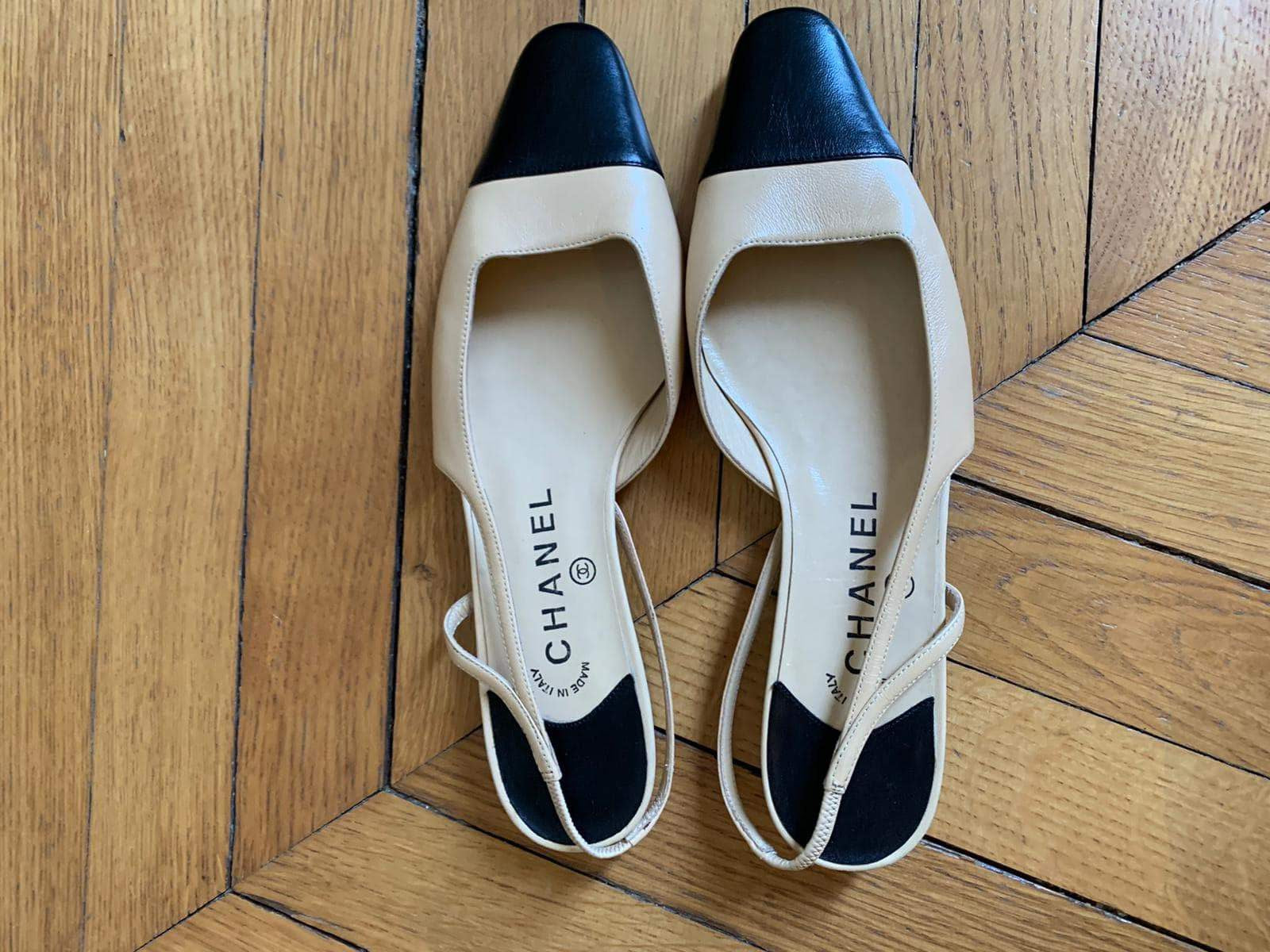 Chanel Ballerines Bicolores Beige Et Noir Flats Beige Ballerines