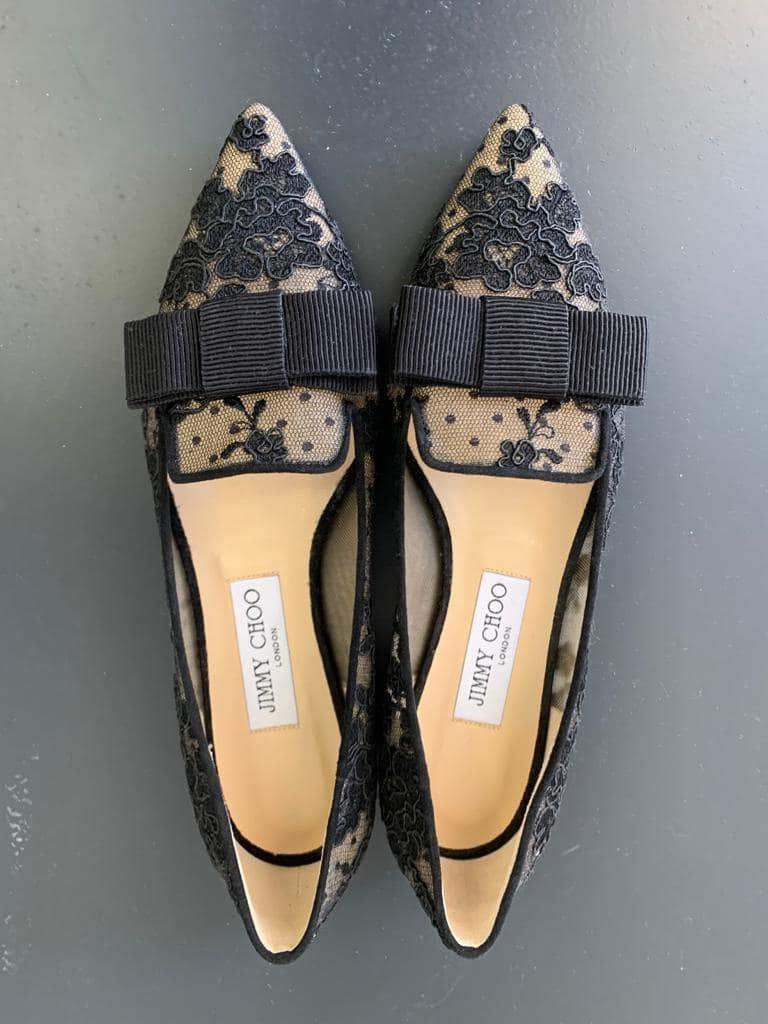 Ballerines Jimmy Choo en dentelle noires